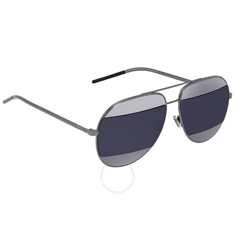 dior split aviators|Dior Split Silver, Grey Mirror Aviator Unisex Sunglasses .